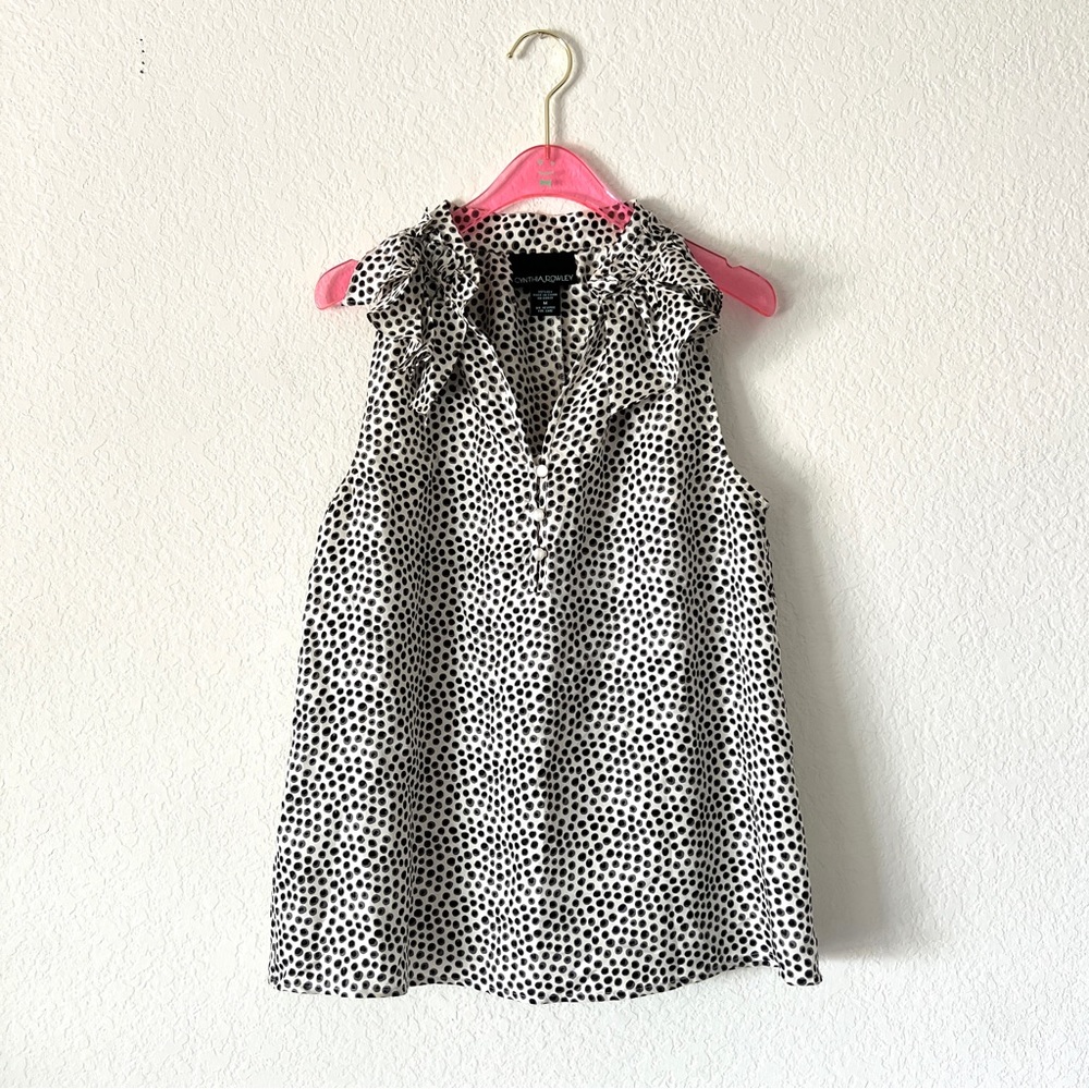 Cynthia Rowley Polka Dot 100% Silk Sleeveless Top Size Medium - Picture 1 of 7